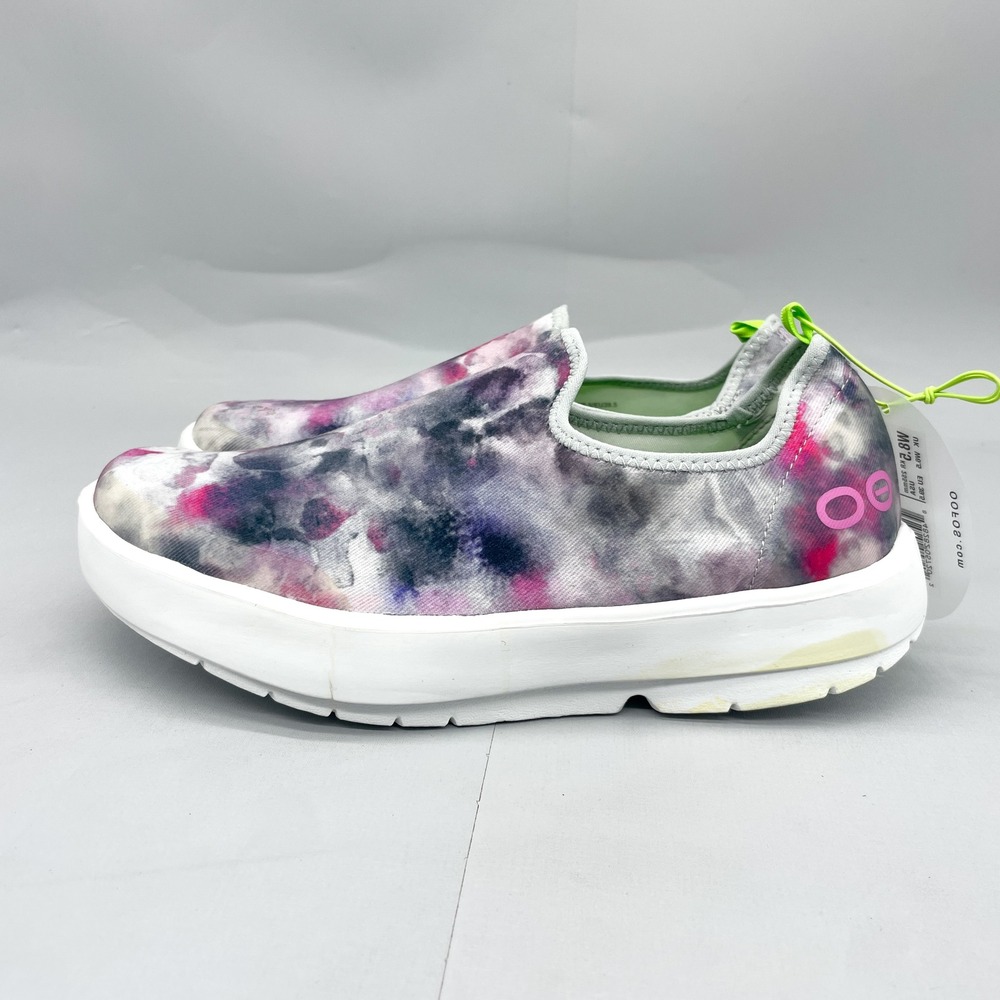 OOFOS Womens 8.5 OOmg Eezee Tie Dye Pink Recovery Shoes Slip On Sneakers Comfort - Picture 4 of 12